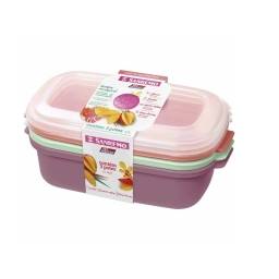 Set x3 Recipiente Rectangular 1.1 Lts Plstico