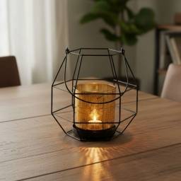 Porta vela con soporte de metal