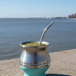 Mate acero inoxidable 180 ml base verde agua